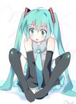  ahoge aqua_eyes aqua_hair bad_id bad_pixiv_id detached_sleeves hatsune_miku long_hair necktie open_mouth skirt solo thighhighs to_aru_awl twintails very_long_hair vocaloid 