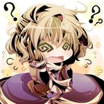 ? @_@ bad_id bad_pixiv_id blonde_hair blush chibi confused doromizu fang hands_on_own_head mizuhashi_parsee open_mouth scarf solo touhou 