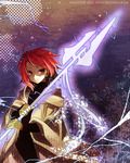  electricity lightning mahou_sensei_negima! male nagi_springfield polearm red_eyes red_hair robe solo spear staff tamura_hiro weapon 