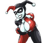  batman breast_hold cleavage costume grin happy harley_quinn oppai smile titty_monster 
