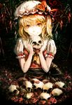  ascot blonde_hair bow flandre_scarlet gem hat hat_bow ptrd-41_(xjc900516) red_eyes skull slit_pupils solo touhou traditional_media wings 