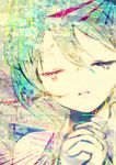  abstract aqua_hair bad_id bad_pixiv_id closed_eyes face hands_clasped hatsune_miku highres noco_(adamas) own_hands_together solo tears vocaloid 
