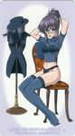  bra eyeglasses hirosaki_karei maburaho megane pantsu purple_eyes purple_hair see_through stockings thighhighs 