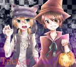  bandages blonde blue_eyes brown_eyes brown_hair halloween hat inazuma_eleven jack-o&#039;-lantern male open_mouth pumpkin shirt tagme vest witch_hat 