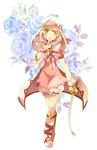  alice_(tales) bad_id bad_pixiv_id belt blonde_hair boots coat colored_eyelashes dress full_body highres knee_boots mine_(ku_e) pointing rapier short_hair smile solo sword tales_of_(series) tales_of_symphonia tales_of_symphonia_knight_of_ratatosk veil weapon white_bloomers yellow_eyes 