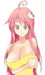  ahoge breast_hold breasts lala_satalin_deviluke large_breasts long_hair otabe_sakura peke pink_hair solo to_love-ru towel 
