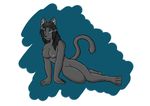  anthro black_hair blue_eyes breasts feline female hair lying mammal nipples nude rainheron solo 