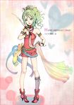  ao_(pixiv1743221) armband bracelet choker earrings female final_fantasy final_fantasy_vi full_body green_eyes green_hair hair_ornament happy_birthday high_heels jewelry long_hair necklace ponytail shoes solo sword tina_branford weapon wristband 