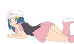  blue_eyes blue_hair hikari_(pokemon) legs miniskirt nintendo oshiri photoshop pokemon smile thighs vector_trace 