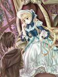  blonde blush bonnet brown_hair gosick green_eyes kujo_kazuya loli lolita_fashion long_hair very_long_hair victorique_de_broix 