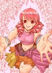  final_fantasy final_fantasy_xiii highres jewelry midriff necklace oerba_dia_vanille orange_hair pink_hair smile solo tooco twintails 