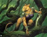  daren_bader dress feline female magic_the_gathering mammal mirri_cat_warrior solo weapon wizards_of_the_coast 