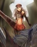  alisa_ilinichina_amiella arisa_iriinchina_amieera blue_eyes breasts cabbie_hat god_eater hat long_hair monster nyaasora pantyhose skirt standing underboob weapon 