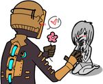  1girl artist_request crossover dead_space flower heart isaac_clarke left_4_dead lowres silver_hair spacesuit witch_(left4dead) 