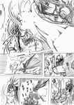  bad_id bad_pixiv_id blood cape chinese comic dos_(james30226) eyes greyscale hat hinanawi_tenshi in_the_face knee_to_face long_hair monochrome multiple_girls punching reiuji_utsuho touhou translated wings 