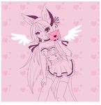  &hearts; female legwear luna777 monotone moondog pink pink_theme solo taratsu_(character) thigh_highs wings 