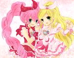  bad_id bad_pixiv_id blonde_hair blue_eyes bow braid brooch choker cure_melody cure_rhythm dress frills green_eyes hair_ribbon heart holding_hands houjou_hibiki jewelry long_hair magical_girl mea_(ichigomakaronn) midriff minamino_kanade multiple_girls pink_hair precure ribbon smile suite_precure very_long_hair wrist_cuffs 