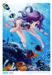  bikini blue_eyes bow bubble camera coral fish hair_bobbles mizugi ocean purple_hair underwater water 