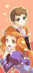  1girl ahoge amai_shirou bad_id bad_pixiv_id bow brown_eyes brown_hair couple eyelashes happy heart hetero kasugano_urara_(yes!_precure_5) l'ecole_des_cinq_lumieres_school_uniform long_hair necktie orange_eyes precure ribbon sasaki_yuki shirt syrup_(yes!_precure_5) yes!_precure_5 yes!_precure_5_gogo! 