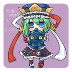  bad_id bad_pixiv_id blue_eyes bow bronzor gen_4_pokemon green_hair hat lowres pokemon pokemon_(creature) ribbon shiki_eiki takamura touhou translated 