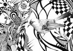  bad_id bad_pixiv_id bird flower greyscale monochrome no_humans original usui_hinagi 