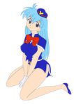  aqua_hair legs long_hair photoshop shotr_dress smile stewardess tenjouin_katsura thighs 