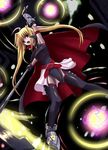  arm_belt artist_request bardiche belt blonde_hair cape duplicate fate_testarossa fingerless_gloves gauntlets gloves long_hair lyrical_nanoha magical_girl mahou_shoujo_lyrical_nanoha miniskirt red_eyes scythe shoes single_fingerless_glove single_gauntlet skirt solo thighhighs twintails 