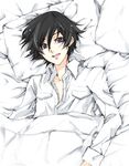  artist_request code_geass lelouch_lamperouge lying male_focus on_bed pajamas purple_eyes solo 
