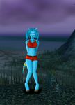  blue_hair breasts draenei female hair hooves horn looking_at_viewer navel shy solo tail_ring unknown_artist video_games warcraft world_of_warcraft 