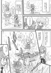  bow cirno comic greyscale hair_bow ice letty_whiterock monochrome multiple_girls snow snowing touhou translated wings yatsuka 