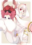  animal_ears bad_id bad_pixiv_id biting charlotte_(madoka_magica) kyubey looking_back mahou_shoujo_madoka_magica mia0309 personification pink_hair red_eyes shorts tail twintails white_hair 