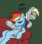  cutie_mark derp derpy_hooves_(mlp) duo equine female feral friendship_is_magic horse mammal my_little_pony pegasus pony rainbow_dash_(mlp) sofa unknown_artist wounded 