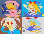  abstract animal_ears aouji bad_anatomy bow bunny_ears cirno flat_color hair_bow hat horns ibuki_suika mspaint multiple_girls reisen_udongein_inaba remilia_scarlet touhou wings 