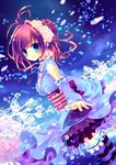  blue_eyes cherry_blossoms garter lolita_fashion open_mouth petals red_hair tagme thighhighs tree wa_lolita yukata 