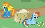  blue_fur bodysuit equine eyewear female feral friendship_is_magic fur goggles horse mammal my_little_pony pegasus pony rainbow_dash_(mlp) skinsuit spitfire_(mlp) stalking wings wonderbolts_(mlp) 