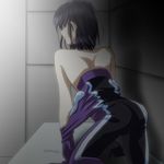  back behind from from_behind gundam gundam_00 purple_hair red_eyes tieria_erde trap undressing 