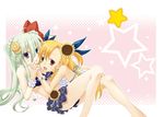  blonde einhart_stratos green_hair heterochromia mahou_shoujo_lyrical_nanoha mahou_shoujo_lyrical_nanoha_vivid mizugi vivio 