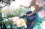  amane_suzuha bad_id bad_pixiv_id braid brown_hair fujiyamaturuko jacket short_hair socks solo steins;gate track_jacket twin_braids yellow_eyes 