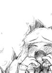  comic despair fujiwara_no_mokou greyscale ichi_(ichikai) monochrome screaming simple_background solo tears touhou 