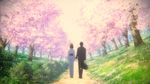  cherry_blossoms holding_hands kara_no_kyoukai kimono kokutou_mikiya ryougi_shiki screen_capture 