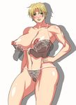  blonde blue_eyes bra breasts double_h earring fatal_fury huge_breasts king_(snk) king_of_fighters muscle nipples pantsu short_hair snk transparent_clothing 