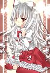  bow fujiwara_no_mokou hair_bow harukaruha highres long_hair red_eyes solo touhou white_hair 