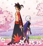  cherry_blossoms holding_hands katanagatari togame yasuri_shichika 