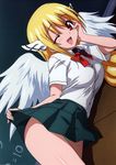  astraea pantsu school_uniform skirt_lift sora_no_otoshimono wings 