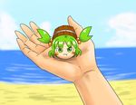  beach blush_stickers bucket chibi crab day hands hermit_crab in_palm kieeyo kisume pout shell touhou yukkuri_shiteitte_ne 