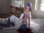  bed blood death fate/stay_night game_cg matou_sakura matou_shinji sheets 