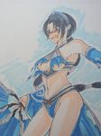  black_hair blush breasts brown_eyes detached_sleeves earrings fan female jewelry kitana lh_aoi long_hair mortal_kombat open_mouth ponytail solo tiara torn_clothes 