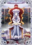  book chair dress gin'ichi_(akacia) hat library long_hair patchouli_knowledge purple_hair solo touhou voile 