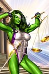  blindfold costume fingerless_gloves green_eyes green_hair green_skin marvel she_hulk shehulk super_heroine sword 
