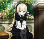  blonde gosick gothic_lolita green_eyes headdress loli neck_ribbon very_long_hair victorica_de_blois victorique_de_broix 